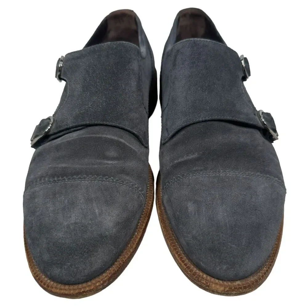 Ermenegildo Zegna Shoes Men's US‎ 9 Navy Blue Suede Monk Strap Loafer Cap Toe